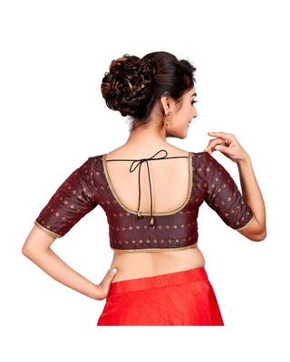 Maroon Dupion Silk Readymade Padded Saree Blouse 2