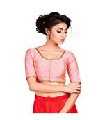 Light Pink Dupion Silk Readymade Padded Saree Blouse