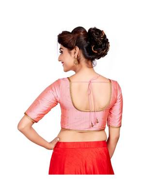 Light Pink Dupion Silk Readymade Padded Saree Blouse 2