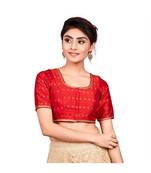 Red Dupion Silk Readymade Padded Saree Blouse