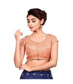 Peach Brocade Readymade Padded Saree Blouse