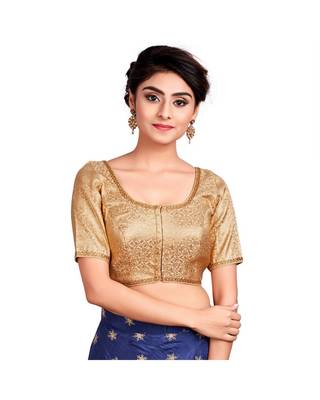 Gold Brocade Readymade Padded Saree Blouse 1