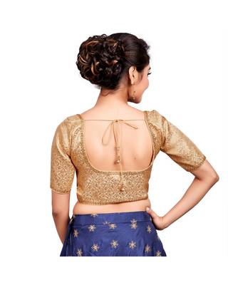 Gold Brocade Readymade Padded Saree Blouse 2