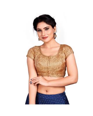 Gold Brocade Readymade Padded Saree Blouse 1