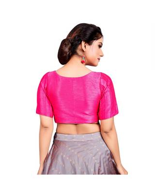 Pink Dupion Silk Readymade Padded Saree Blouse 2