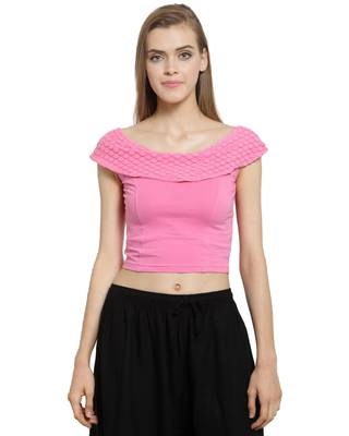 Baby Pink Cotton Lycra Stretchable Readymade Free Size Saree Blouse For Women 1