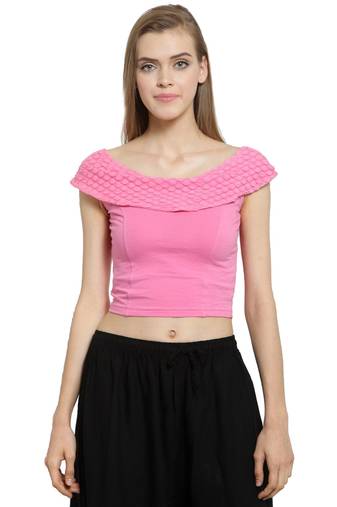 Baby Pink Cotton Lycra Stretchable Readymade Free Size Saree Blouse For Women