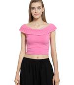 Baby Pink Cotton Lycra Stretchable Readymade Free Size Saree Blouse For Women