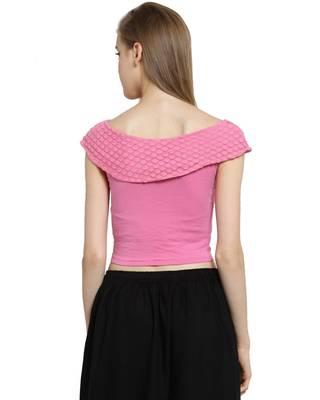 Baby Pink Cotton Lycra Stretchable Readymade Free Size Saree Blouse For Women 2