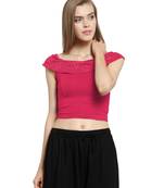 Fuchsia Pink Cotton Lycra Stretchable Readymade Free Size Saree Blouse For Women