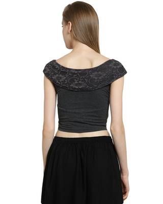 Grey Cotton Lycra Stretchable Readymade Free Size Saree Blouse For Women 2