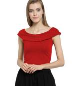 Red Cotton Lycra Stretchable Readymade Free Size Saree Blouse For Women