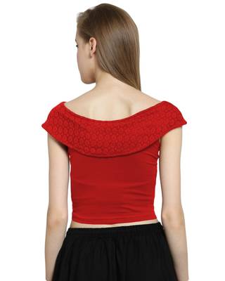 Red Cotton Lycra Stretchable Readymade Free Size Saree Blouse For Women 2