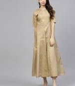 Beige printed chanderi kurti with pant