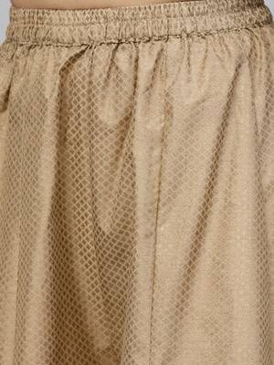 Beige printed chanderi kurti with bottom 5
