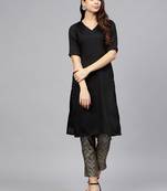 Black plain polyester kurtis with pant