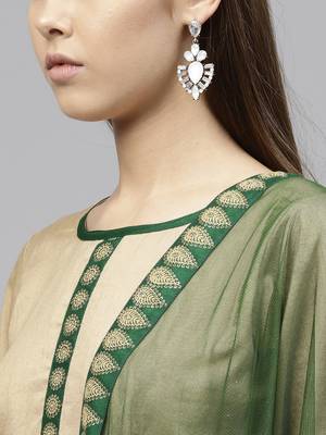 Beige printed polyester kurtis with Dupatta & Sharara 4
