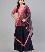 Pink printed crepe kurtis with Sharara & Dupatta