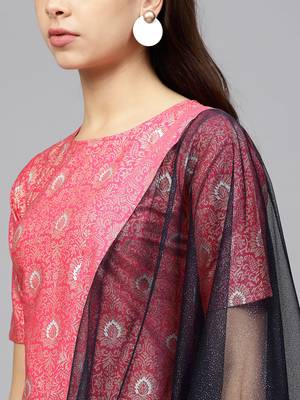 Pink printed crepe kurtis with Sharara & Dupatta 4