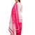 White And Pink Cotton Printed Dress Material With Dupatta