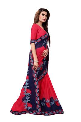 Pink embroidered georgette saree with blouse 3