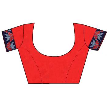 Red embroidered georgette saree with blouse 5