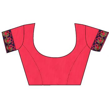 Pink embroidered georgette saree with blouse 5