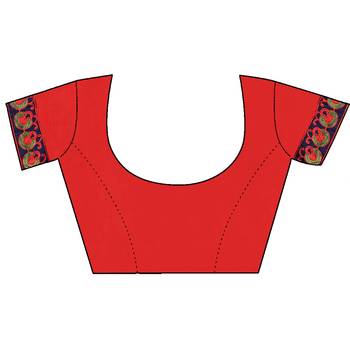 Red embroidered georgette saree with blouse 5