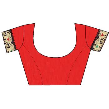 Red embroidered georgette saree with blouse 4