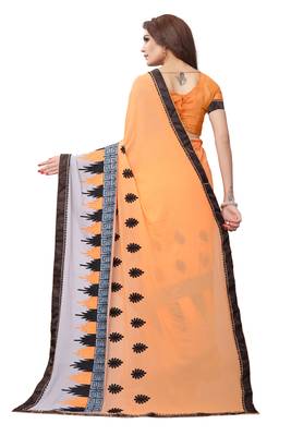 Orange embroidered georgette saree with blouse 3