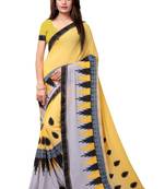 Yellow embroidered georgette saree with blouse