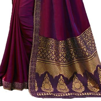 Purple woven faux georgette saree with blouse 3