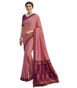 Pink woven faux georgette saree with blouse