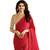 Red plain faux georgette saree with blouse