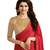 Red plain faux georgette saree with blouse