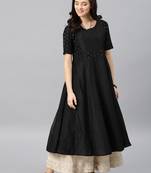 Black Printed Chanderi Stitched Kurti