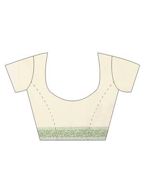 Cream woven art silk saree with blouse 3