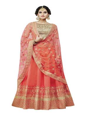Orange Embroidered Handloom Silk Lehenga Choli With Dupatta 3