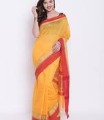 Chhabra 555 Mustard Plain Silk Cotton saree with blouse