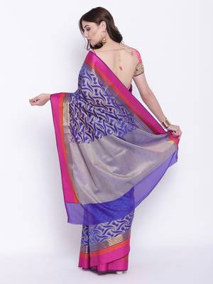 Chhabra 555 Blue Woven Art Silk saree with blouse 2