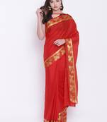 Chhabra 555 Red Woven Art Silk saree with blouse