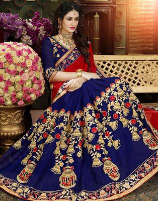 Multicolor embroidered georgette saree with blouse 1