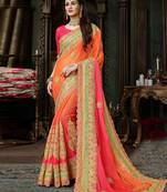 Multicolor embroidered chiffon saree with blouse