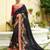 Dark grey embroidered silk saree with blouse