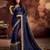 Navy blue embroidered satin saree with blouse