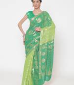 Chhabra 555 Green Woven Poly Georgette saree with blouse