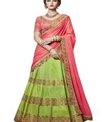 Green Embroidered Handloom Silk Lehenga With Dupatta