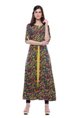 Multicolor printed rayon ethnic-kurtis 1
