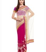 Chhabra 555 Purple Embroidered Poly Georgette saree with blouse