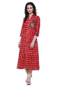 Red embroidered cotton kurtis